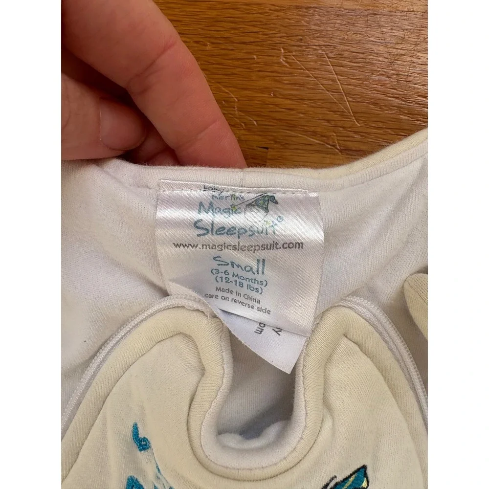 Baby Merlin's Magic Sleepsuit Small 3-6 Months 12-18 lbs Cream Quilted Cotton